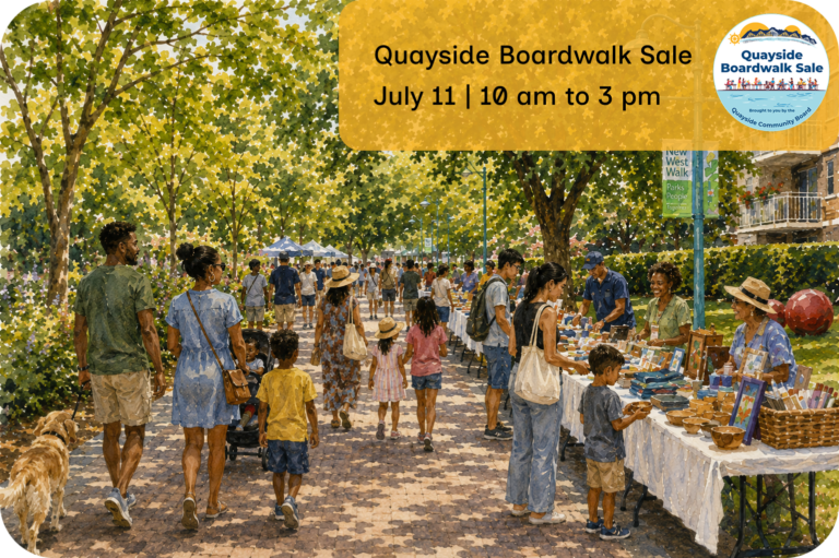 July 11, 11 AM to 3 PM - artistic rendering of a boardwalk sale
